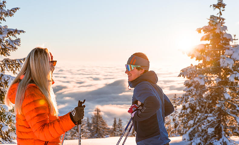 Langlaufen zu zweit auf der Hochrindl© Christoph Rossmann_MBN Tourismus